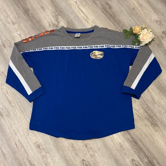 NEW Victoria’s Secret PINK 5th And Ocean Florida Gators Sequin Sweatshirt Size L - Picture 2 of 6